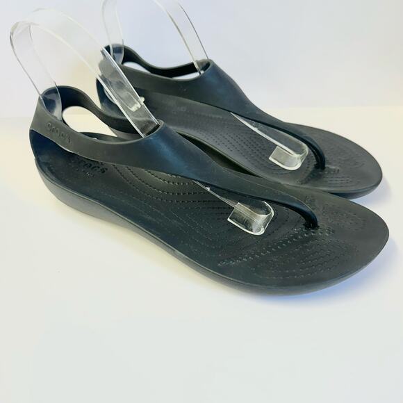 Crocs Sexi flip flop t-strap comfort rubber sandal in black women's size 10 - Picture 5 of 13